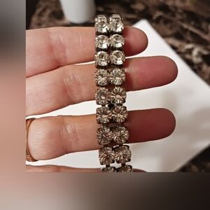 RHINESTONE Fabulous Double Row Prong Set Rhinestone Bracelet - Vintage Lovely